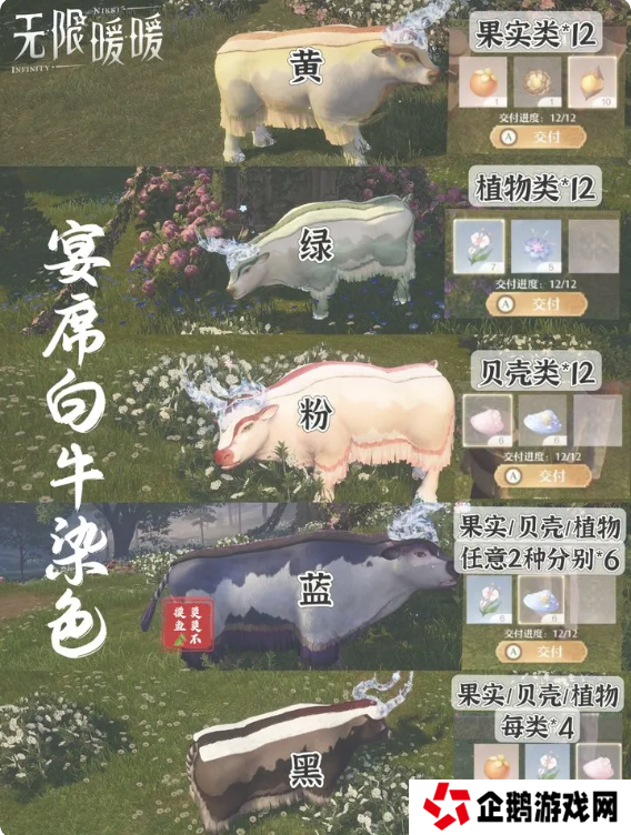 无限暖暖宴席白牛香料配方大全   宴席白牛蓝