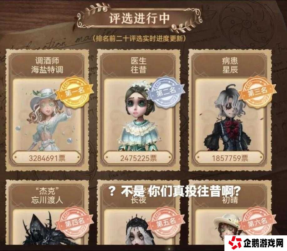 第五人格五周年投票返场皮肤结果全解析:十大热门皮肤一览